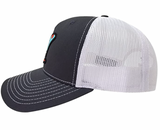 ThreadBound Outdoors Trucker Hat- Surf Fin Ocean Patch Heather Grey/Black