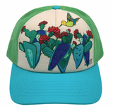 Katherine Homes Trucker Hat- Cacti and Hummingbird