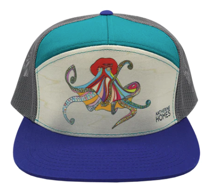 Katherine Homes 7-Panel Hat- Giant Pacific Octopus